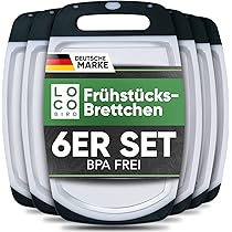 NEOFLAM® Ontbijtplankjes, vaatwasmachinebestendig, 25 x 14 cm, set van 4, snijplank, kunststof, BPA-vrij, antislip, antibacterieel, keukenplank met sapgoot, marmerlook, zwart