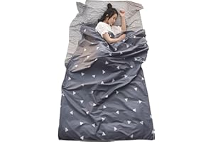 Azarxis Drap de Sac de Couchage en Coton 1 2 Personnes Confortable Léger pour Voyage Camping Randonnée Auberges Hôtel Train