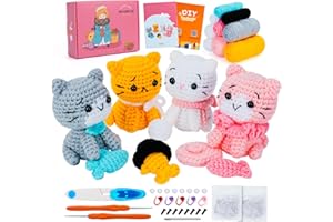 FORTUNING'S JDS Kit de Crochet pour Débutants - Forme d'Animal avec Tutoriels Vidéo - Kit de Démarrage pour Chat
