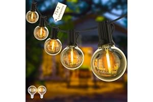 Yuusei Catena Luminosa Esterno, 45.7M Luci da Esterno LED con 75+2 G40 Lampadine, IP45 Impermeabile Catena Luci Stringa Esterno e Interno per Giardino Natale Terrazzo, Matrimonio - Bianco Caldo