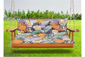 LUXUCURE Garden Swing Chair Seat Cushions,2 or 3 Person Bench Seats Replacement Waterproof Cushions with Backrest for Patio Porch Outdoor Furniture,59x39.4in