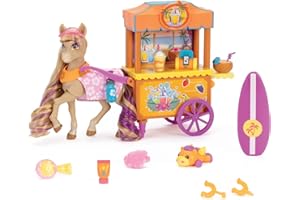 Jakks Pacific Wild Manes Pferdespielzeug für Mädchen, Bailey-Spielzeugpferd mit beweglichen Vorderbeinen, Boba-Wagen auf Rädern und Getränken, für Kinder ab 3 Jahren