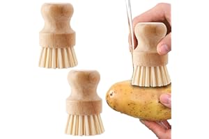 BANJIABB Lot De 2 Brosse Vaisselle,Brosse A Vaisselle,Brosse Vaisselle Bois,Respectueux De L'environnement En Fibre De Sisal Naturel,Brosse Champignon,Pour La Vaisselle, Les Casseroles, Les Poêles, Les Légumes