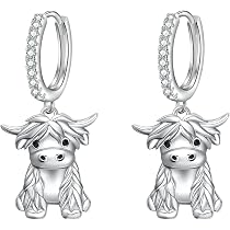 ONEFINITY Highland Cow Earrings 925 Sterling Silver Cow Hoop ...