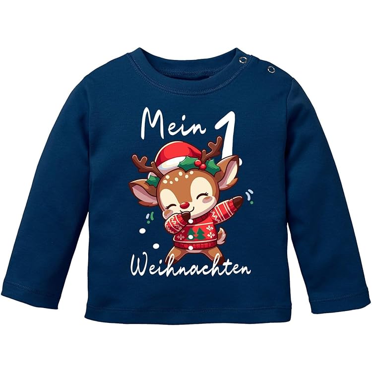 Personalisiert Baby Body Weihnachten - Rentier Mit Sternen Langarm