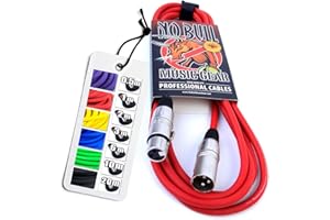 No Bull Nordell Music Gear' Premium XLR Cable (Red, 3m): Achieve a Clearer Audio Signal with Balanced Male to Female Microphone Lead, plus Cable Tie
