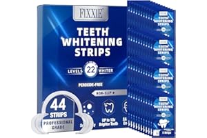 FIXXIE, FIXXIE Premium Teeth Whitening Strips | 44 Pap Strips (22-Day Course), Peroxide-Free & Enamel Safe, Gentle for Sensitive Teeth, Anti-Slip Fresh Mint, Removes Coffee/Tea/Smoking Stains, Mouth Opener Included