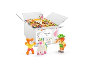 Playmais Eduline 2000| 2000 Playmais Teile | Bastelset | natürliches Spielzeug | 4 Schwämmchen, 4 Bastelmesser