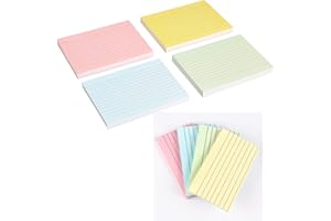 BNFGD 400 Pages A6 Revision Cards Flash Cards Index Cards Ruled Record Cue Cards Record Cards 7.6 * 12.7cm, 100 Pages Per Color(Bule, Pink, Yellow, Green 4colors) for Office School Learning Post It Notes