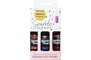 Sparkle Drops Retro Sweets Shimmer Set for Drinks, Prosecco, Sparkling Wine, Gin, Vodka, Cocktails (30ml)