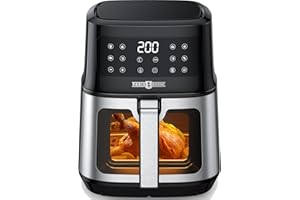 ‎PARIS RHÔNE PARIS RHÔNE Heißluftfritteuse XXL mit Sichtfenster, 5L Fritteuse Heissluft, 8 Kochfunktionen Airfryer One-Touch-Bedienung, Fritöse mit Heißluft ohne Öl Spülmaschinenfest, Air Fryer Energieeinsparung