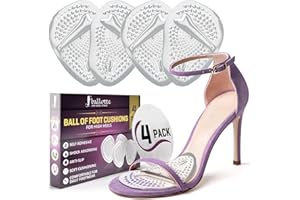 Ballotte Premium Silicone Ball of Foot Cushions (Natural - 4 Pack) | High Heel Inserts for Women - Gel Heel Pads/Metatarsal Pads Women | Anti Slip High Heel Cushion Inserts Women/Shoe Pads