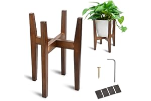 BADALU Adjustable Plant Stand Indoor, Bamboo plant stand Mid Century Plant Holder,Flower Pot Stand, Wood Plant Stand, Suitable for 8 to 12 Inches Pots, Modern Flower Stand (Excluding Potted Plants)