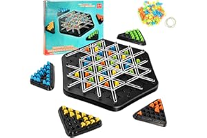 PEAKTOP Spiel Mit GummibäNdern Dreieck, Kinder Erwachsene Dreieck Schachspiel, Interaktiv Triangle Chess Spiel, Ketten Schachspiel, 2-4 Personen Puzzle Geometrisches FüR Die Familie