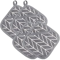 Topflappen & Pfannengriff-Abdeckungen Set – Hitzebeständig, 4-teilig (Baumwolle/Polyester), Für Küche & Grill