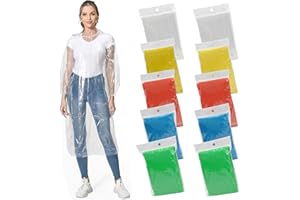 MOKANI Rain Poncho for Adults, 10 Pack Waterproof Poncho, Disposable Light Weight Rain Poncho with Drawstring Hood for Women & Men, Transparent Emergency Raincoat for Camping, Hiking, Theme Parks, Climbing