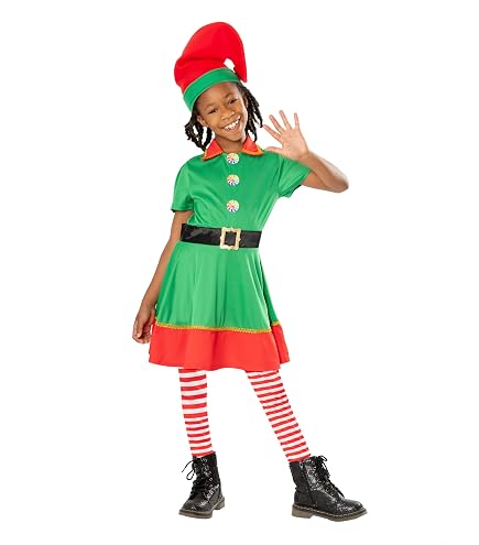 Costume Elfo Completo 5 Pezzi Per Bambino - Aiutante Di Babbo Natale Taglia Media Rosso
