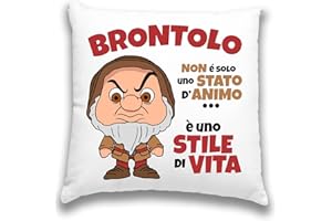 12Print Cuscino brontolo idea regalo sette nani donna uomo ragazza ragazzo (Con imbottitura 38x38) brontolo
