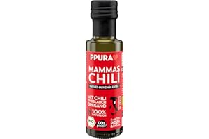 PPURA Bio Natives Olivenöl Extra Mammas Chili | Italienisches Oliven Öl mit Chili, Knoblauch & Oregano | 100% Natürlich, Ohne Zusatzstoffe und Aromen | Kaltgepresst & Lichtgeschützt | 100ml