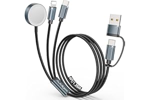 AUTALLGEE Upgraded 3 in 2 Multi Charger Cable for Apple Watch iWatch Charger Travel Essentials Multi Fast Charging Cable Compatible with iWatch Ultra/SE/10/9/8/7/6/5/4/3/2, for RGB Cable