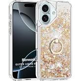 Microsonic Apple iPhone 16 Plus i&ccedil;in Kılıf Glitter Liquid Holder Gold [iPhone 16 Plus ile Uyumlu Kılıf - Gold]