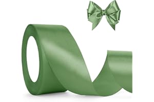 SERENEGLOW Nastro Verde Salvia 40mm X 22m Nastro Raso Nastro Verde Salvia per Bomboniere Nastro Raso Verde Salvia Nastro Fiocco Verde Salvia Nastro Organza Verde Salvia Nastro Raso Verde Nastri Di Raso