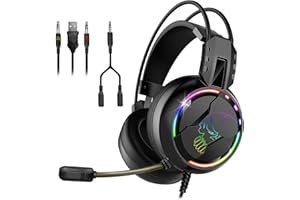 SPIRIT OF GAMER – PRO-H7 – Casque Audio Pro Gamer - Simili Cuir - Microphone Flexible – Rétro Eclairage LED RGB Rainbow des Ecouteurs – Multiplateforme PC ET CONSOLE