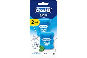 Oral-B Satin tejptråd, tar bort plack, vaxad tandtråd för trånga utrymmen, för en fräsch, ren känsla, mintsmak 50 m rulle