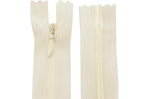 AERZETIX - C61853 - Lot de 10 Fermetures éclair invisibles 60 cm non-séparables - fermeture à glissière crémaillère - couleur écru - maroquinerie jean pantalon robe jupe couture vêtement