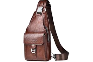 Hjkiopc Borse a spalla da uomo,Borsello Tracolla Zaino Monospalla Pelle Borsa a Tracolla Piccolo Impermeabile Spalla Sling Bag (Marrone Scuro 1)