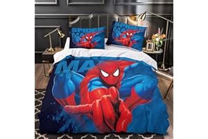 AUUSDA Spider-Man Imprimir Funda Nórdica Amazing -antasy Cartel De Película De Anime De Película para Niños Niños Niñas Funda De Edredón De Microfibra + Fundas De Almohada Single（135x200cm）