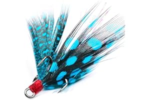 MIOYOOW Hameçons Triples de Pêche, 10 Pcs Trident Peche en Acier à Haute Teneur en Carbone à Plumes, avec Conception Barbelée pour Eau Douce et Eau Salée