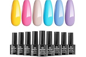 Gel Nagellack, Kastiny 9PCS Hellblaue Süßigkeiten Gel Nagellack UV Set, 1 Base Unterlack & 2 Top Überlack, Lange Andauernd Soak Off Gel Nagellack
