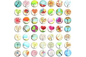 NYASAA 70 PCS Half Round Dome Glass Cabochons,Tree of Life Glass Cabochons,Colorful Glass Pebbles Cabochons,Glass cabochons Gemstone Patches,25 mm Stones for DIY Crafts Necklaces Bracelets Anklets