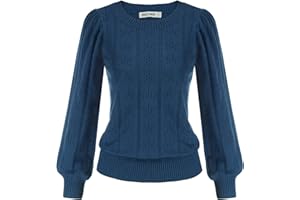 GRACE KARIN Maglia Elegante Donna a Manica Lunga con Scollo a Rotondo Tinta Unita