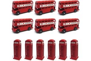A1 GIFTS Juego de 10 imanes de caja de teléfono y autobús 3D de Londres, metal fundido a presión, recuerdo de Londres británico, imán 3D de autobús y cabina de teléfono
