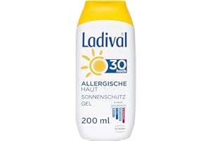 Ladival Gel solar para pieles alérgicas, protección solar SPF 30, sin perfume, para alérgicos, sin colorantes ni conservantes, resistente al agua, 1 x 200 ml