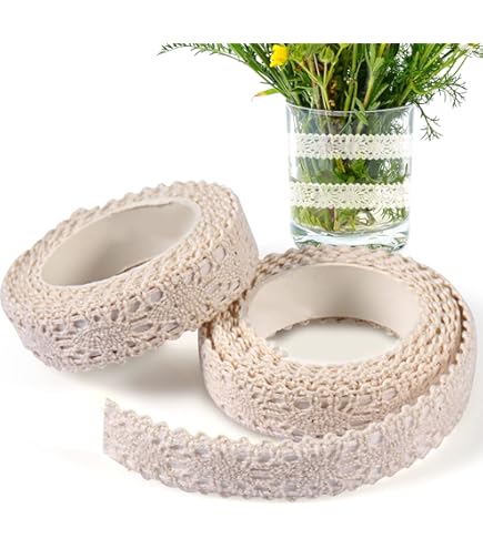 FEPITO Nastro Pizzo Autoadesivo Bianco - 2 Rotoli Da 1.7m, Decorazione Vintage Per Craft - Foto 11