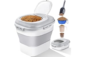 DYDHRER Hundefutter Aufbewahrung, Futtertonne Hund 12-15Kg, Dog Food Container, Faltbarer Futterbox Katze mit Deckel Löffel Messbecher, Futterbehälter für Hund Katze