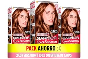 Garnier Color Sensation - Coloración Permanente e Intensa Reutilizable con Bol y Pincel, 6.35 Rubio Caramelo, Pack de 3