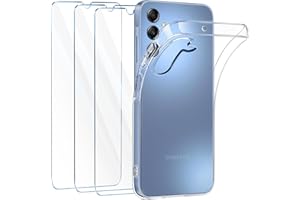 FLLAO Coque Compatible avec Samsung Galaxy A15 5G Transparente avec 3 Verre trempé Protection écran, Souple Silicone Mince Étui Protection Bumper Housse Samsung A15 4G/ 5G TPU Cover