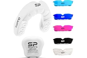 SialPro Mouth Guards for Boxing Men Adult Youth Junior Mouldable Rughby Sports Slim Fit Boil and Bite Gum Shield with Box MMA Hockey Basketball Muay Thai Football (Junior (<11 Years), White)
