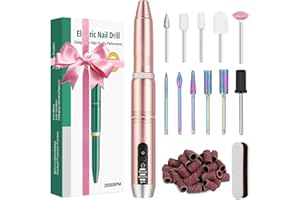 Rechargeable Electric Nail Files, Subay Cordless Nail Drill for Acrylic Gel Natural Nails, Adjustable Speed E File for Nails Electric Manicure Pedicure Kit Gifts for Beginner(Gold)