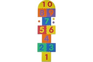 Relaxdays Tappeto Puzzle per Bambini, Tasselli con Numeri, Tappetino per Gattonare, Tappetone Gioco Campana, Colorato, 31x31 cm