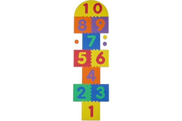 Relaxdays Tapis de Jeu avec nombres, pour Jouer à la marelle, sans substances nocives, Mousse, Multicolore