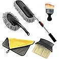 Fuelbyte 5 PCs Microfiber Car Duster with Long Handle Car Cleaning Brush Exteriror and Interiror Car Cleaning Cloth Car Ac Vent Cleaner Brush for Car, Motorbike, SUVs Car Cleaning Kit (A1)