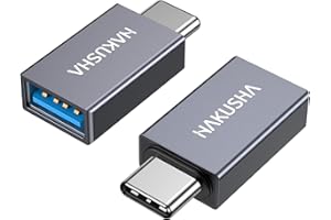 HAKUSHA Adaptador USB 2 Pack, Adaptador USB C a USB A 3.0, Adaptador OTG Tipo C Compatible con Samsung Galaxy S22 S21 Note 20, Huawei P50 Mate 40, MateBook, Xiaomi 12, Realme, Google Pixel 6, Tableta