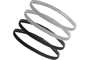 Bremorou 4 Pcs Headbands For Women & Men, Non Slip Sports Headbands, Thick Football Hair Bands, Stretchy Skinny Athletic Hair Bands For Basketball, Soccer, Tennis, Yoga