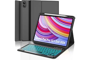 WINCHKING Tastiera per Redmi Pad Pro 12.1, Custodia Tastiera per Redmi Pad Pro 2024, Cover Bluetooth Magnetica Retroilluminata Italiano Tastiera per Redmi Pad Pro 12.1 Pollici 2024, Nero