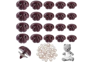 AHANDMAKER 60 Sets 5 Sizes Craft Safety Noses, Brown Craft Nose with Spacer 13mm 15mm 15.5mm 18.5mm 21.5mm for Amigurumi Crochet Bears Puppet Stuffed Animals Doll Making